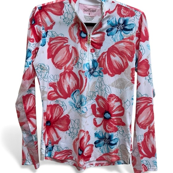 NWT SAN SOLEIL Mock Neck Long Sleeve Women’s Active Pullover Top Size Small - Picture 2 of 7